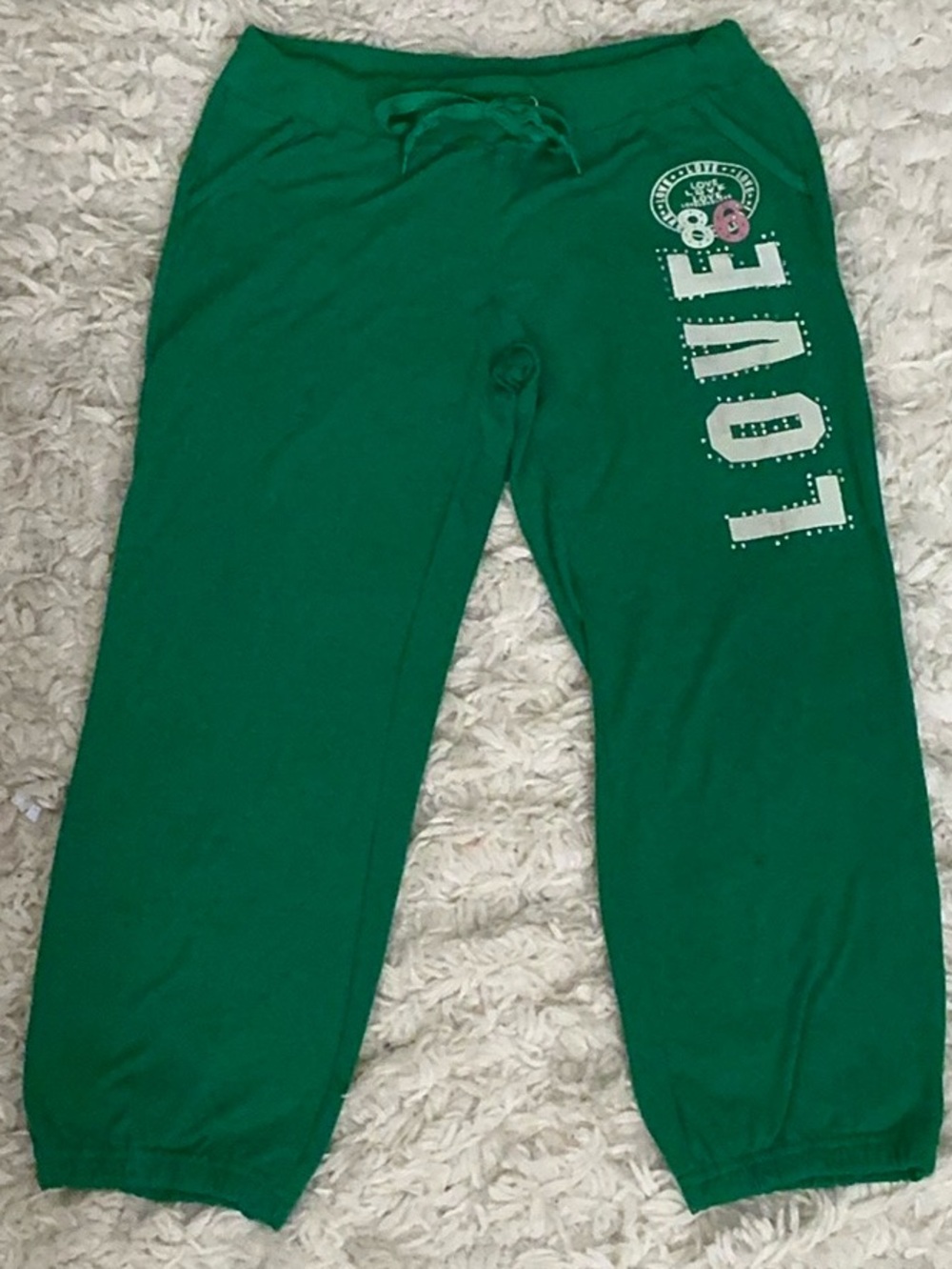 Y2K Green Bling Low Rise Capri Pants
